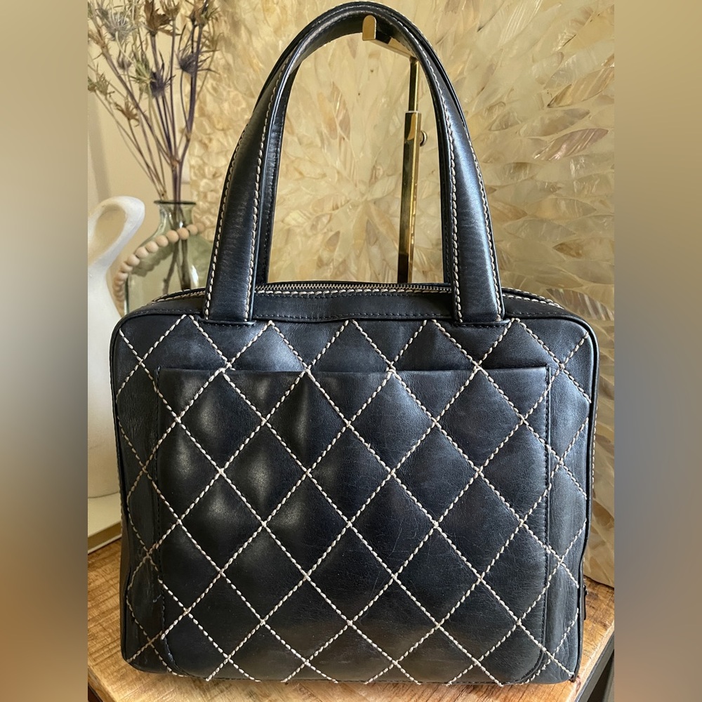 CHANEL Wild Stitch Calfskin Leather Handbag Purse - Picture 2 of 16